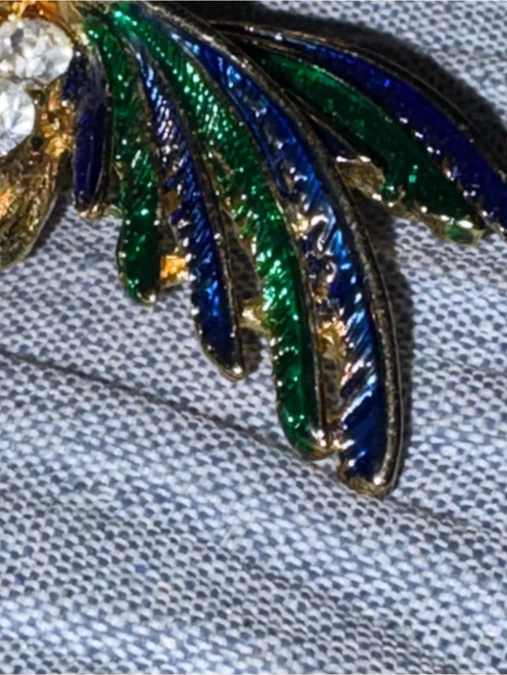 Gold-tone Blue & Green Hummingbird Bird Pin Brooch